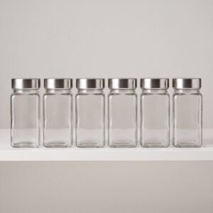 Glass Spice Jars, Set of 6